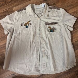 Vintage Embroidered Cheetah button down